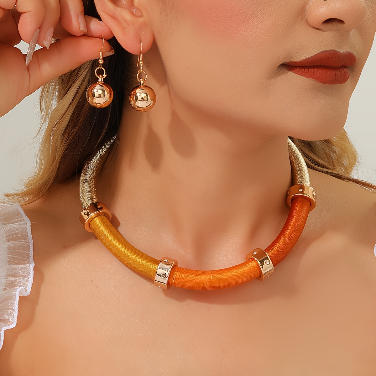 Handmade Multi-Layer Bohemian Evening Necklace & Earrings Set